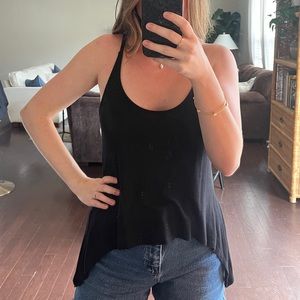Black Spaghetti Strap Open Back Tank Top S